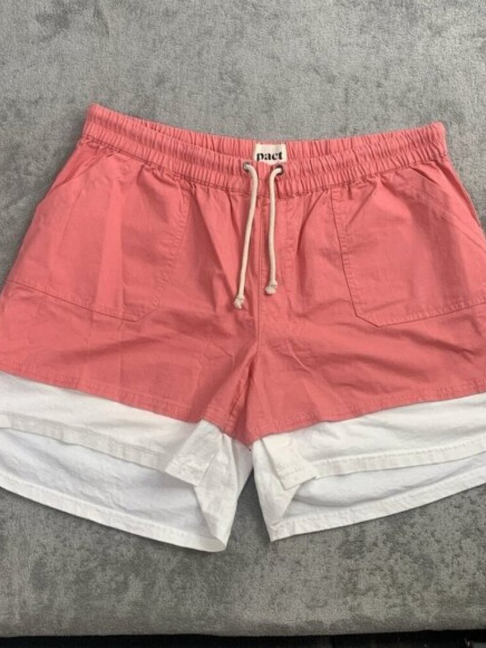 Pact Shorts Men's Size XL Pink Organic Cotton Drawstring 5” Preppy Casual
